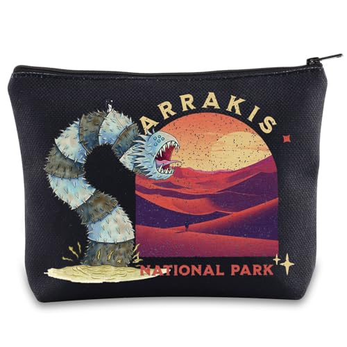 BWWKTOP Sandworm Kosmetiktasche mit großem Wurm, inspiriert von Arrakis National Park, Reißverschluss, Reisetasche, Atreides Merchandise, Arrakis, Tasche von BWWKTOP