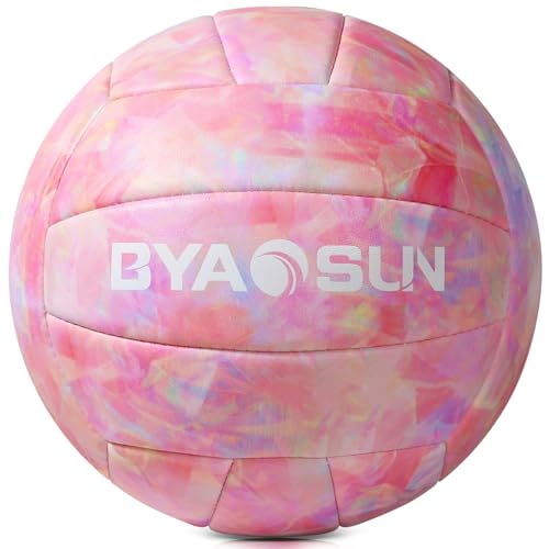 BYAOSUN Volleyball，Beachvolleyball，Weicher Volleyball Ball für Indoor Outdoor Beach，Größe 5 Volleybälle für Anfänger Teenager Erwachsene（pink） von BYAOSUN