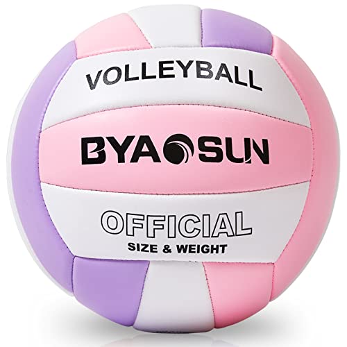 BYAOSUN Volleyball，Beachvolleyball，Weicher Volleyball Ball für Indoor Outdoor Beach，Größe 5 Volleybälle für Anfänger Teenager Erwachsene（pink-Purple） von BYAOSUN