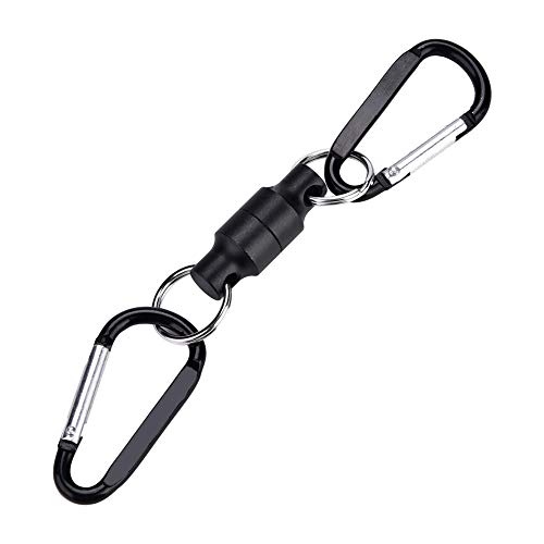 BYARSS Angeln Magnet Magnetschnalle Fly Net Release Clip Hängelecker Lanyard Clip zum Angeln, Fliegenfischen Verschluss hängen(Double Buckle Length-Black) von BYARSS