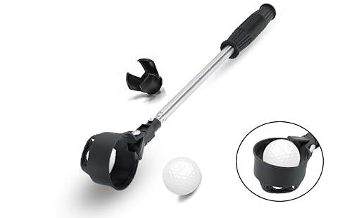BYARSS Golf Ball Retriever, einziehbarer Edelstahl Shaft Scoop Teleskop Golfball Retriever Pick Up Golf zubehör Geschenke für Golfer 6.56 ft / 2 m von BYARSS