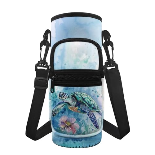 BYCHECAR Turtle Camo Wasserflaschenhalter mit Gurt, Wasserflaschenträger für Stanley 32/1,134.0 g Sling Bag mit Tasche, Wasserflaschenhülle für Spaziergänge, Wandern von BYCHECAR