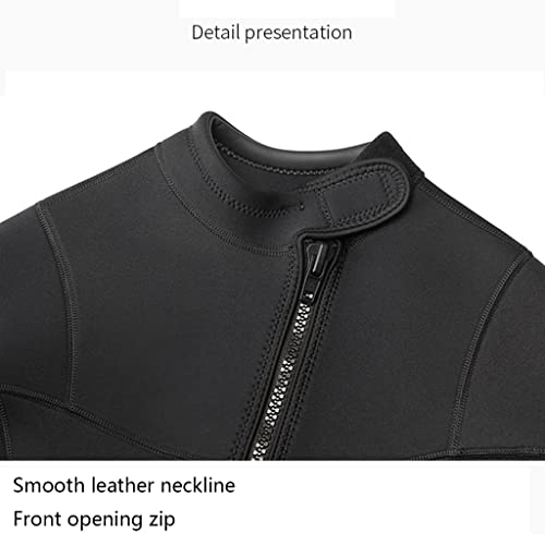 Neoprenanzüge Top Jacke Männer 3mm Neopren Langarm Frontreißverschluss Neoprenanzug für Tauchen Surfen Schwimmen Wassersport (Color : Black, Size : XL) von BYLIA