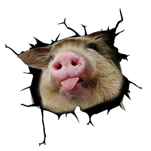 BYNYXI 3D Schweinchen Aufkleber Auto, 4 Stück Riss Schwein Autofenster Aufkleber Lustige Realistische Tier Aufkleber Selbstklebende Wandtattoos Sticker für Autofenster Motorrad Laptops -30cmx30cm von BYNYXI