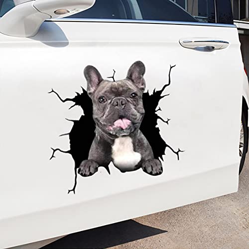 BYNYXI 4 Stück Hund Auto Aufkleber, 3D Labrador Aufkleber für Auto Personalisierte Aufkleber Lustige Französische Bulldogge Autoaufkleber Realistische Riss Hund Vinyl Autofenster Aufkleber-30cmx30cm von BYNYXI