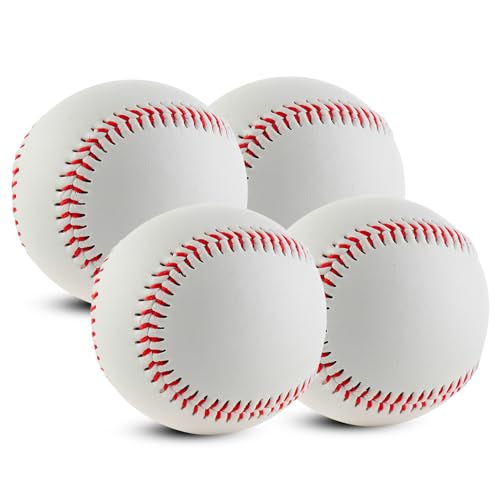 BYZESTY 4 Stück Baseball Bälle 9 Inch, Handgenäht Baseballs, Soft Baseballs, Training Basebälle, Professionelle Baseballbälle für Erwachsene und Jugendliche, Professionelle Baseballspiele von BYZESTY