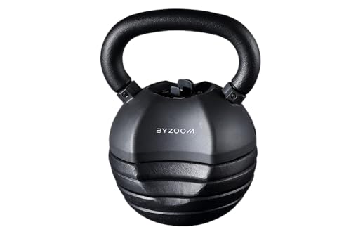 BYZOOM FITNESS 18kg/40lb Verstellbare Kettlebell, Pure Series Schwarz, 5 Gewichtseinstellungen von BYZOOM FITNESS