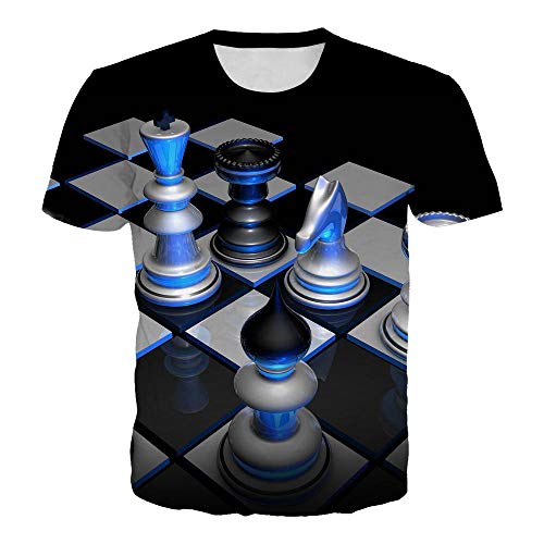 BZNOO Unisex 3D Druck Kurzarm,Unisex Gedruckte Schach-Grafik-T-Shirt Sommer Lässig Kurzarm Neuheit T-Shirts T-Shirts Tops Street Wear Für Männer Frauen-3Xl von BZNOO