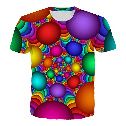 Unisex 3D Druck Kurzarm，Unisex 3D-Gedruckte Farbige Bälle Grafik-T-Shirt Sommer Lässig Kurzarm Neuheit T-Shirts T-Shirts Tops Street Wear Für Männer Frauen-XL von BZNOO