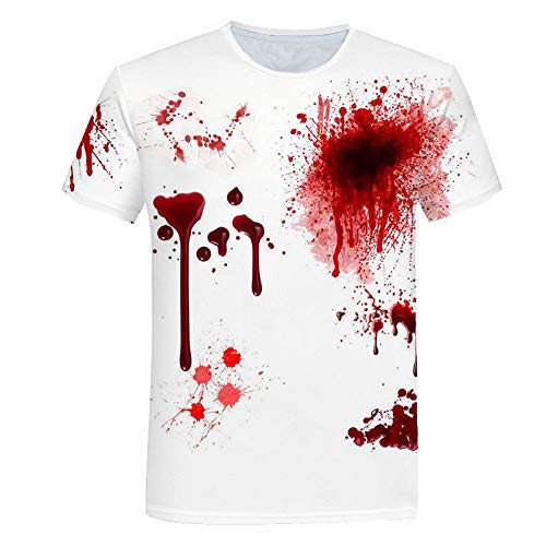 Unisex 3D Druck T Shirt，Unisex Horror Blood Graphic T-Shirt Sommer Lässig Kurzarm Neuheit T-Shirts T-Shirts Tops Street Wear Für Männer Frauen-XXL von BZNOO