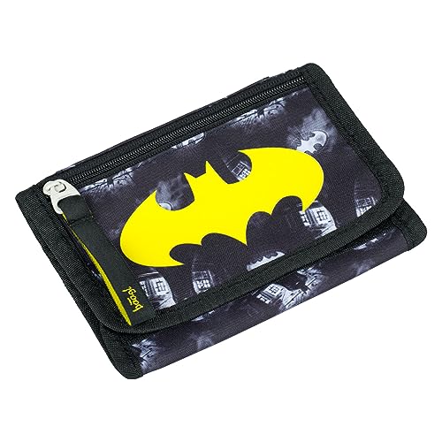 Baagl Brustbeutel Kinder - Geldbörse für Jungen - Geldbeutel, Mini Portemonnaie, Kleingeld Münzbörse (Batman Dark City) von Baagl