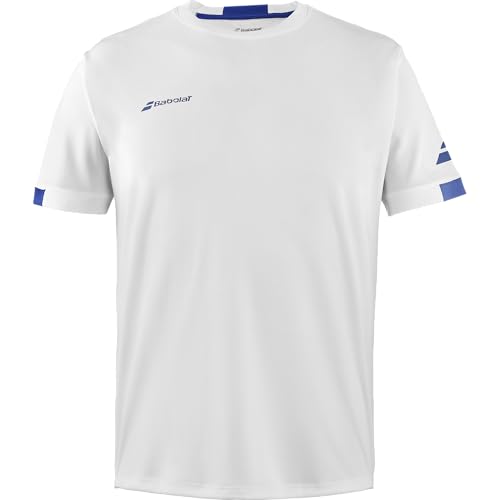 Babolat, T-Shirt Modell Play für Jungen, Größe 12-14 Jahre, Weiß, Zeitloses Design, Elastische Materialien für Training und Wettkampf, Geeignet für Einzelspieler und Teams. von Babolat