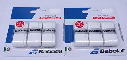 Babolat 2 Packungen mit 3 Overgrip PRO Tour weiß von Babolat