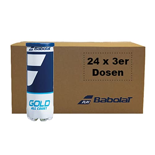 Babolat Gold All Court Tennisbälle - X3 Karton 72 Bälle - 24x3er Dosen - Tennisball für Erwachsene Tennisspieler und Tennisballs für Tennis Trainer von Babolat