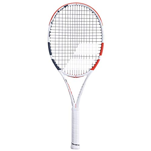 Babolat Pure Strike 100 Tennisschläger – besaitet mit 16 g weißem Babolat Syn Gut bei mittlerer Spannung (11,4 cm Griff) von Babolat