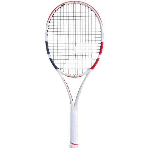 Babolat Pure Strike 103 Tennisschläger – besaitet mit 16 g weißem Babolat Syn Gut bei mittlerer Spannung (4 3/8 Zoll Griff) von Babolat
