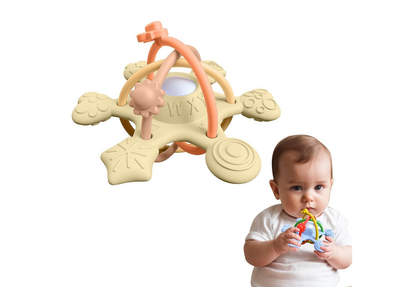 Baby Ja Lernspielzeug Beißspielzeug,Greifball Babyspielzeug,Silikon Rasselspielzeug, Beißspielzeug Baby ab 3 Monate von Baby Ja