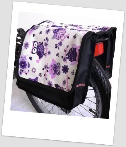 Kinder-Fahrradtasche Joy Satteltasche Gepäckträgertasche Fahrradtasche 2 x 5 Liter Farbe: 31 Owl 4 lila-Creme von Baby-Joy