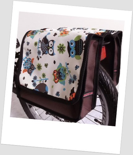Kinder-Fahrradtasche Joy Satteltasche Gepäckträgertasche Fahrradtasche 2 x 5 Liter Farbe: 32 Owl 5 türkis-Creme von Baby-Joy