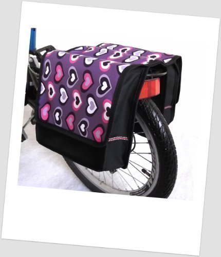Kinder-Fahrradtasche Joy Satteltasche Gepäckträgertasche Fahrradtasche 2 x 5 Liter Farbe: 40 Heart Lila von Baby-Joy