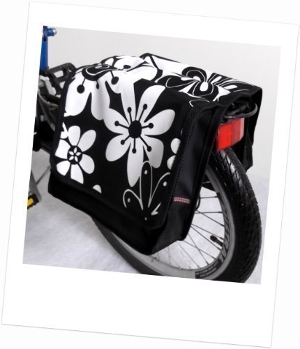 Kinder-Fahrradtasche Joy Satteltasche Gepäckträgertasche Fahrradtasche 2 x 5 Liter Farbe: 41 Flower White 3 groß von Baby-Joy