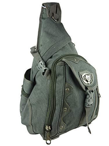 BABYFISH Canvas Rucksack 1 Träger Slingbag Schulterrucksack ca. 22 Liter 45 x 30 x 18 cm (grau) von Babyfish