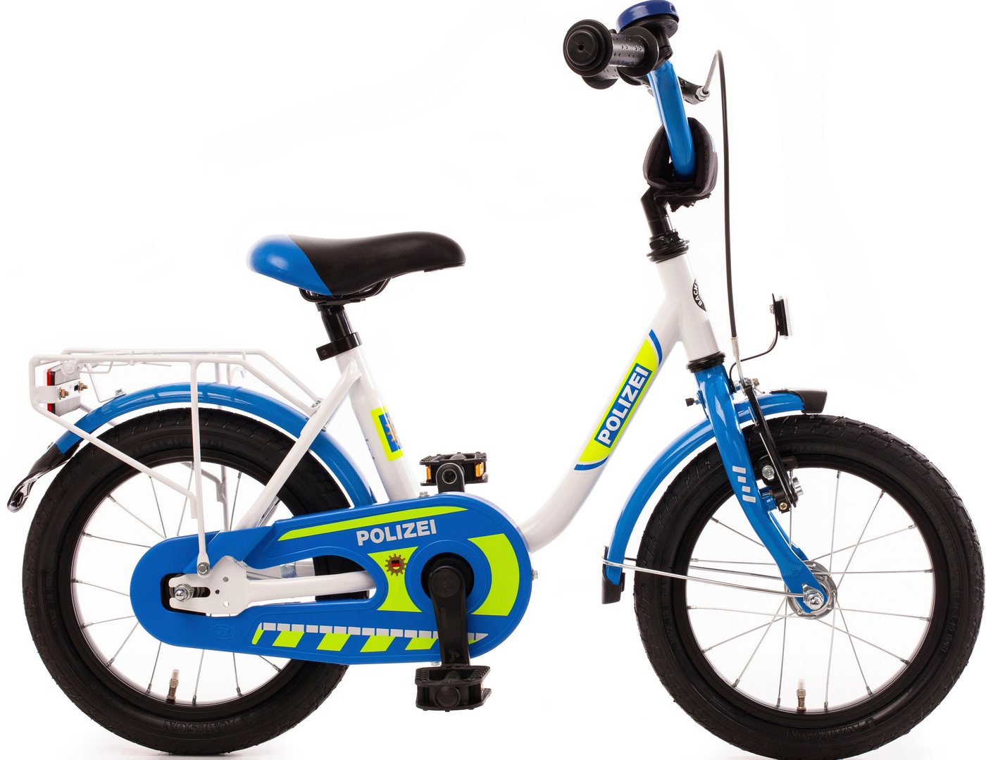 Bachtenkirch Kinderfahrrad 14" Kinderfahrrad "POLIZEI" kristall-weiß/blau/neon, 1 Gang, ohne Schaltung von Bachtenkirch