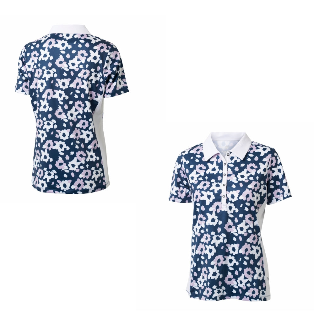 'BackTee Golf Flower QD UV Polo (52203) weiss/navy' von BackTee