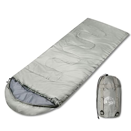 Backpacker's Journey 1,4 kg Schlafsack in komprimierbarem Packmaß. Schlafsack Outdoor leicht für Damen und Herren. Ideal für Camping, Wandern, Backpacking und Motorradtouren (grau) von Backpacker's Journey