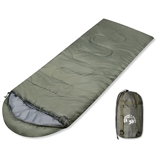 Backpacker's Journey 1,4 kg Schlafsack in komprimierbarem Packmaß. Schlafsack Outdoor leicht für Damen und Herren. Ideal für Camping, Wandern, Backpacking und Motorradtouren (olivgrün) von Backpacker's Journey