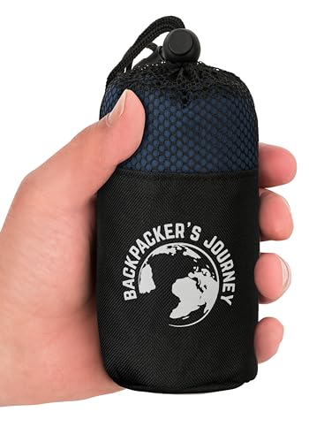 Backpacker's Journey Hüttenschlafsack Ultraleicht (nur 225g) aus 100% Baumwolle. Hygieneschlafsack ohne Reissverschluss (Keine Wärmeleistung) - Blau von Backpacker's Journey