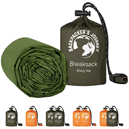 NEU: Backpacker's Journey Biwaksack, ultraleichter und wasserdichter Notfallschlafsack. Ideal für Camping, Wandern und Abenteuer (1 Biwaksack grün) von Backpacker's Journey