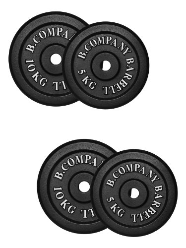 Bad Company Hantelscheiben aus Gusseisen I Gewichtsscheiben 30/31 mm I 30 kg (2 x 5 kg, 2 x 10 kg) von Bad Company