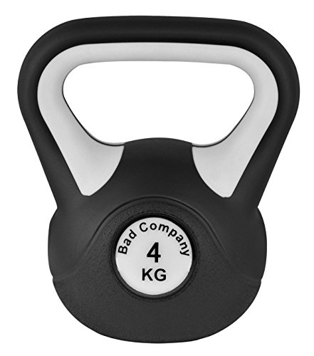 Bad Company Kettlebell I Kugelhantel aus Kunststoff I Schwunghantel Workout in verschiedenen Gewichtsstufen I 4 kg (Black & White) von Bad Company