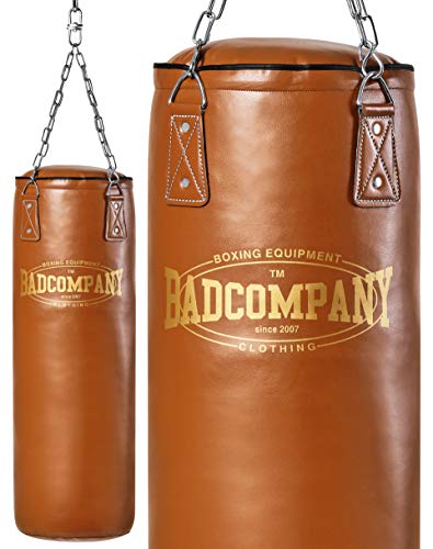 Bad Company Retro Boxsack I Punching Bag gefüllt inkl. Heavy Duty Vierpunkt-Stahlkette - 100 x 35 cm von Bad Company