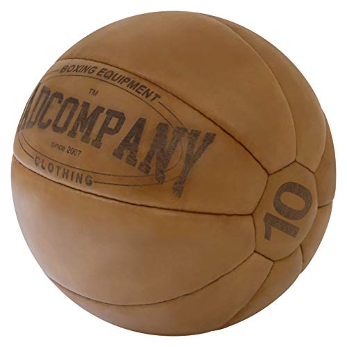 Bad Company Vintage Leder Medizinball in 10 Gewichtsstufen l Vollball aus hochwertigem Echtleder in braun 10 kg von Bad Company