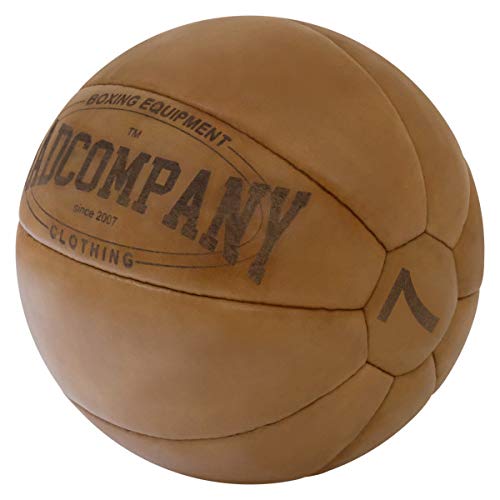 Bad Company Vintage Leder Medizinball in 10 Gewichtsstufen l Vollball aus hochwertigem Echtleder in braun 7 kg von Bad Company