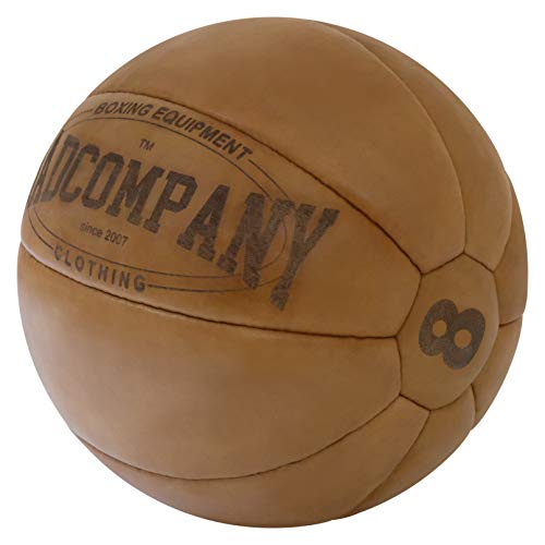 Bad Company Vintage Leder Medizinball in 10 Gewichtsstufen l Vollball aus hochwertigem Echtleder in braun 8 kg von Bad Company