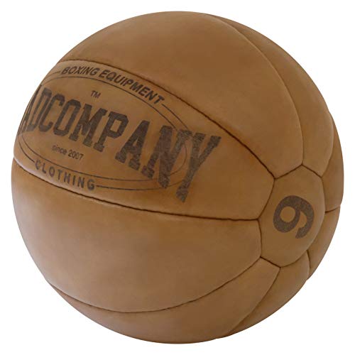 Bad Company Vintage Leder Medizinball in 10 Gewichtsstufen l Vollball aus hochwertigem Echtleder in braun 9 kg von Bad Company