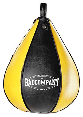 Profi PU Boxbirne medium schwarz/gelb - PU Speedball im 6 Elementen Design von Bad Company
