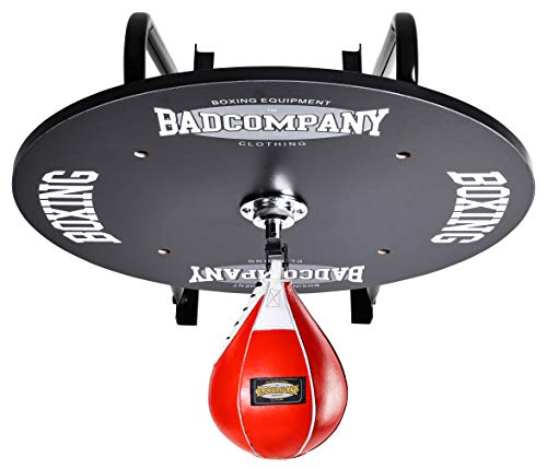 Profi Speedball Plattform Set inkl. Drehkugellagerung schwarz und Leder Boxbirne medium rot/Boxapparat für die Wandmontage von Bad Company