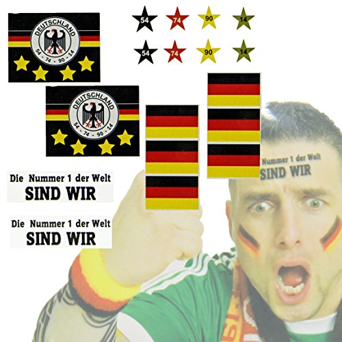 Bada Bing 12 TLG. Set Fan Tattoos Deutschland WM EM Sticker Für Die Haut Fußball Fanartikel Sport 85 von Bada Bing