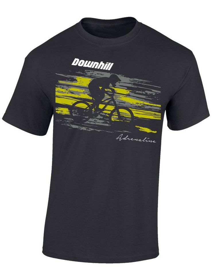 Baddery Print-Shirt Fahrrad T-Shirt : Downhill Adrenaline - Sport Tshirts Herren, hochwertiger Siebdruck, auch Übergrößen, aus Baumwolle von Baddery