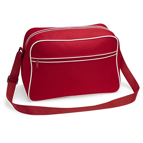BagBase Retro Shoulder Bag, Classic Red / White, ca. 40 x 28 x 18 cm von BagBase