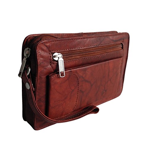 Bag Street Leder - Exquisite Herren Handgelenktasche, Herrentasche, Handtasche, Handgepäck-Tasche (Braun) - präsentiert von ZMOKA® von Bag Street - präsentiert von ZMOKA