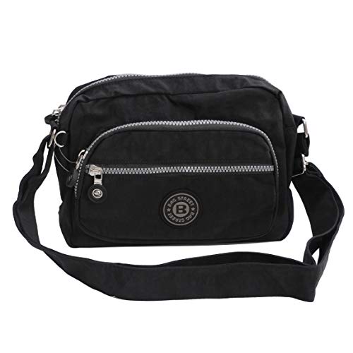 Bag Street kleine Umhängetasche Schultertasche Tasche Freizeit Nylon Bodybag Citytasche - präsentiert von ZMOKA® (Schwarz) von Bag Street - präsentiert von ZMOKA