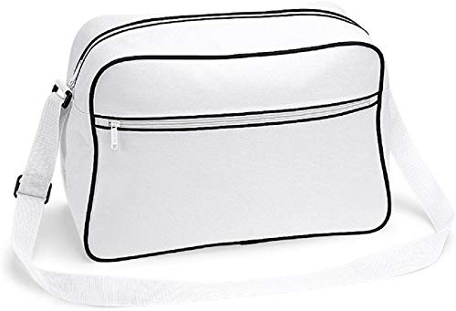 BagBase Retro Shoulder Bag, White / Black, ca. 40 x 28 x 18 cm von BagBase