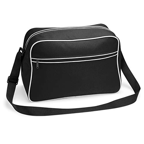 noTrash2003 Retro Shoulder Bag im Design der Siebziger, Schultertasche Sporttasche aus Polyester mit Paspelierung inkl. gratis Schlüsselanhänger von noTrash2003
