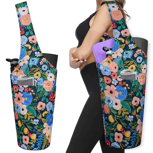 Yogamatten-Tasche – lange Tragetasche mit Taschen – bietet Platz für mehr Yoga-Zubehör – Yoga-Tasche passend für die meisten Matten – florale Yogamatten-Tragetasche von BagYG