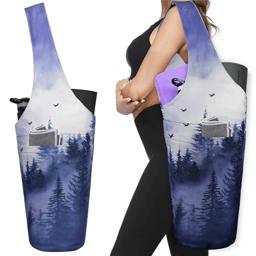 Yogamatten-Tasche – lange Tragetasche mit Taschen – bietet Platz für mehr Yoga-Zubehör – Yogatasche passend für die meisten Matten – Cloud Forest Purple Yogamatten-Tragetasche von BagYG